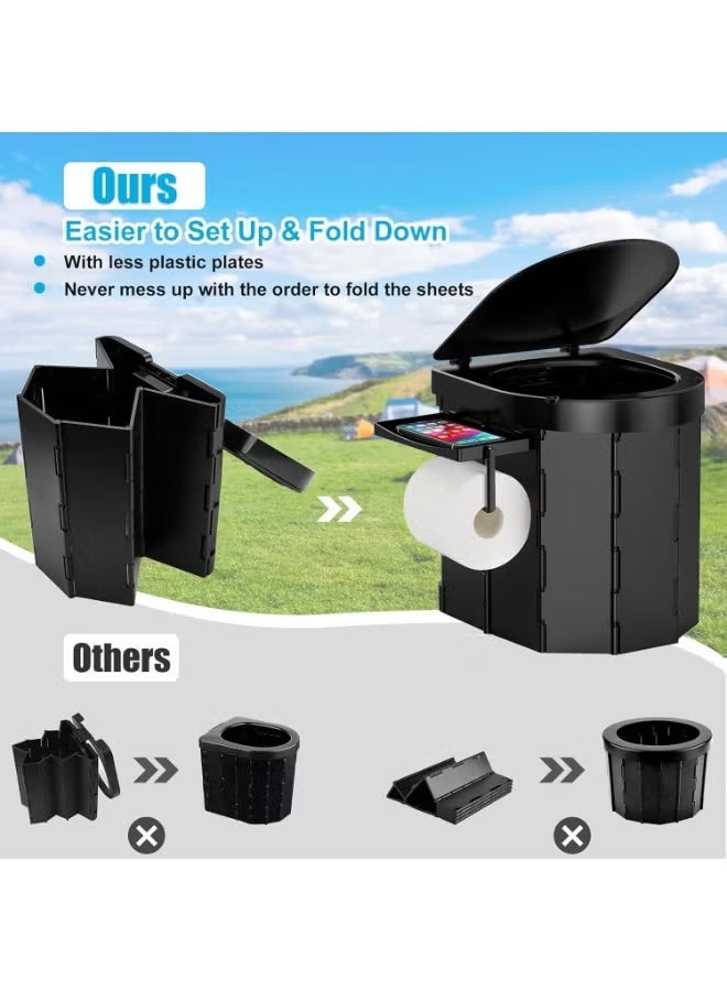 بلو فاير مرحاض محمول قابل للطي للكبار والتخييم، مرحاض سفر قوي يتحمل وزن حتى 400 رطل، كرسي مرحاض متنقل مدمج مع رف للهاتف وحامل ورق التواليت، مرحاض طوارئ قابل للطي للاستخدام الخارجي، الرحلات، السيارة، التخييم، المشي، الكرفانات وحالات الطوارئ - Image 3